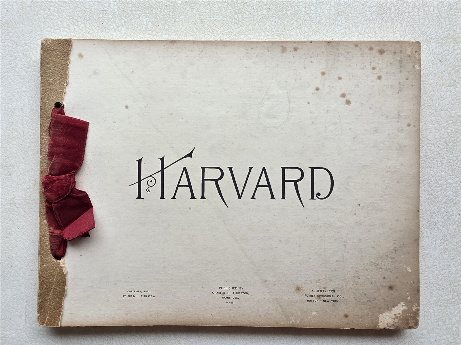 Harvard University Antique 1891 Book Portfolio of Photos, 35 Photogravures