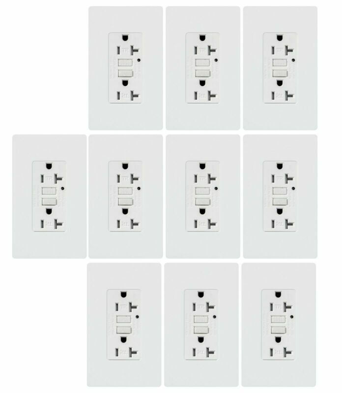 10 Pack 20A GFCI outlet  Tamper Resistant Receptacle Wallplate White ETL listed
