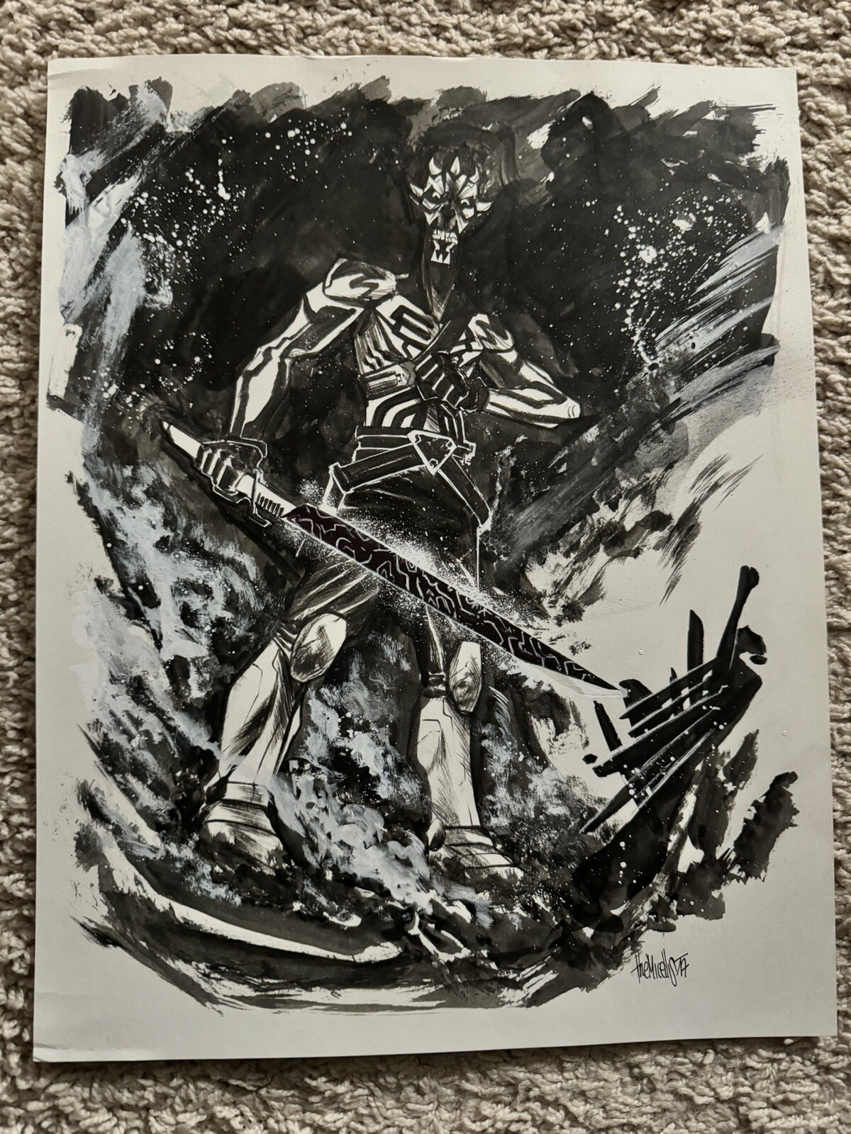 original comic art commission Alessandro micelli Darth Maul 11x14 Dark Saber original comic art commission Alessandro micelli Darth Maul 11x14 Dark Saber