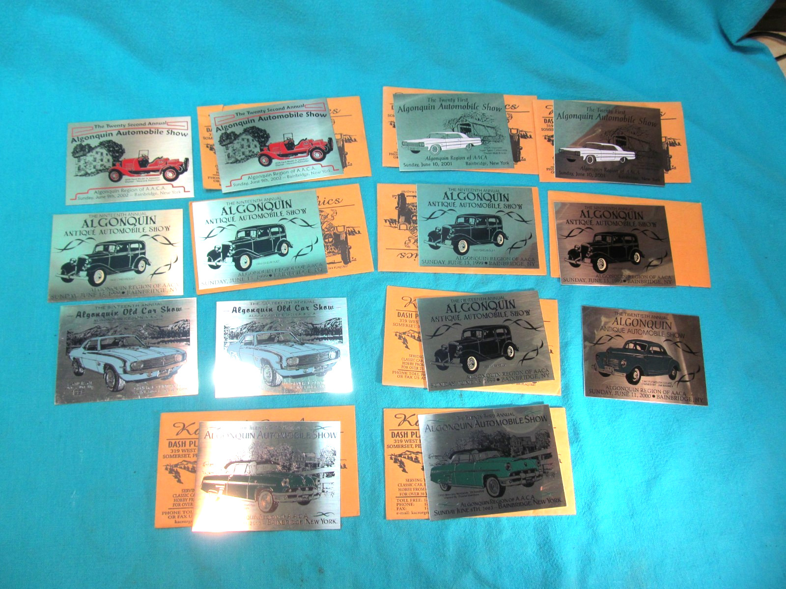 LOT OF 14 ALGONQUIN AACA OLD ANTIQUE CAR SHOW BRASS PLAQUES LOT OF 14 ALGONQUIN AACA OLD ANTIQUE CAR SHOW BRASS PLAQUES