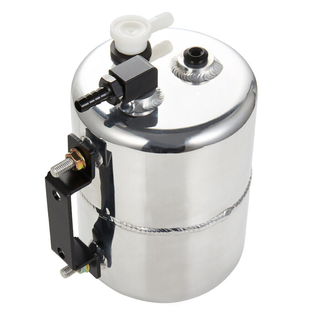 2L Polished Alloy Brake Vacuum Reservoir Tank Can 3/8\'\' Barb Fitting