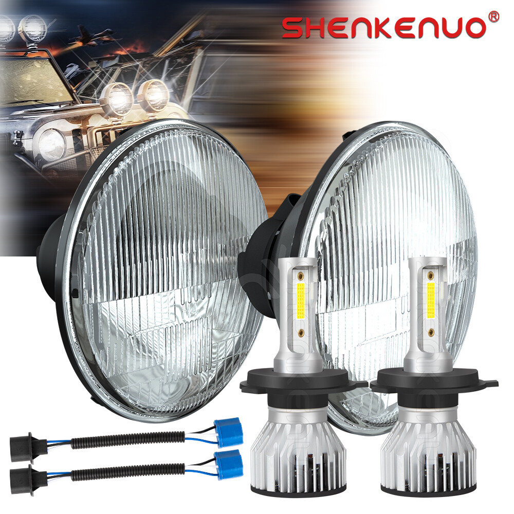 7 Inch led GLASS Headlight Round, ORIGINAL CLASSIC LOOK Conversion Chrome pair 7 Inch led GLASS Headlight Round, ORIGINAL CLASSIC LOOK Conversion Chrome pair
