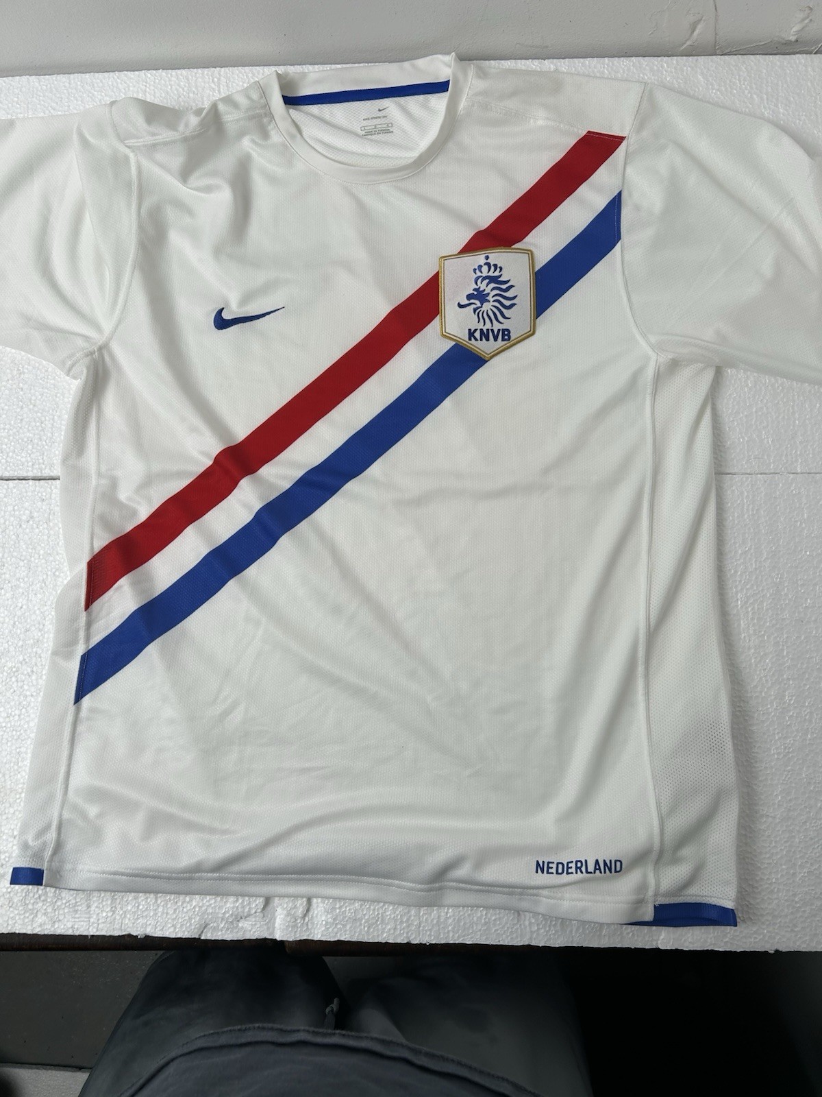 Nike Netherlands KNVB Soccer Jersey White Red Blue National Team Size Large Nike Netherlands KNVB Soccer Jersey White Red Blue National Team Size Large