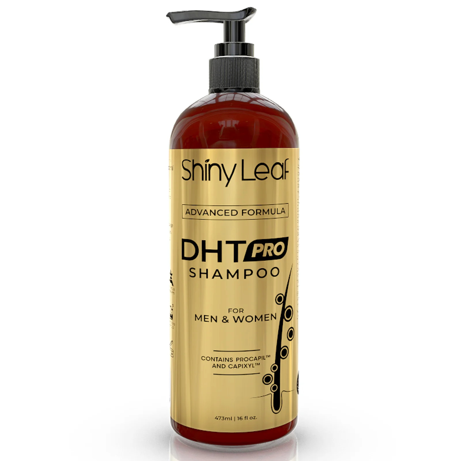 DHT Pro Shampoo with Procapil and Capixyl for Anti-Hair Loss 16 oz Shiny Leaf