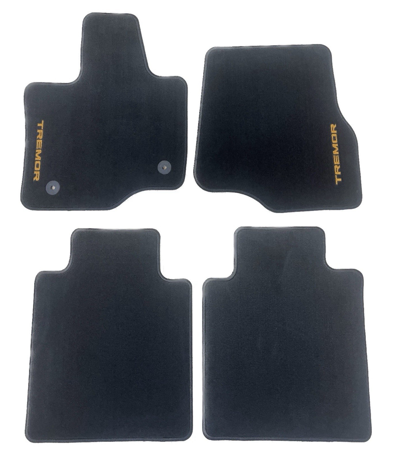 Ford OEM NEW 21-23 F150 DR2 TREMOR Floor Mats Black Embroidered Gold Logo Carpet Ford OEM NEW 21-23 F150 DR2 TREMOR Floor Mats Black Embroidered Gold Logo Carpet
