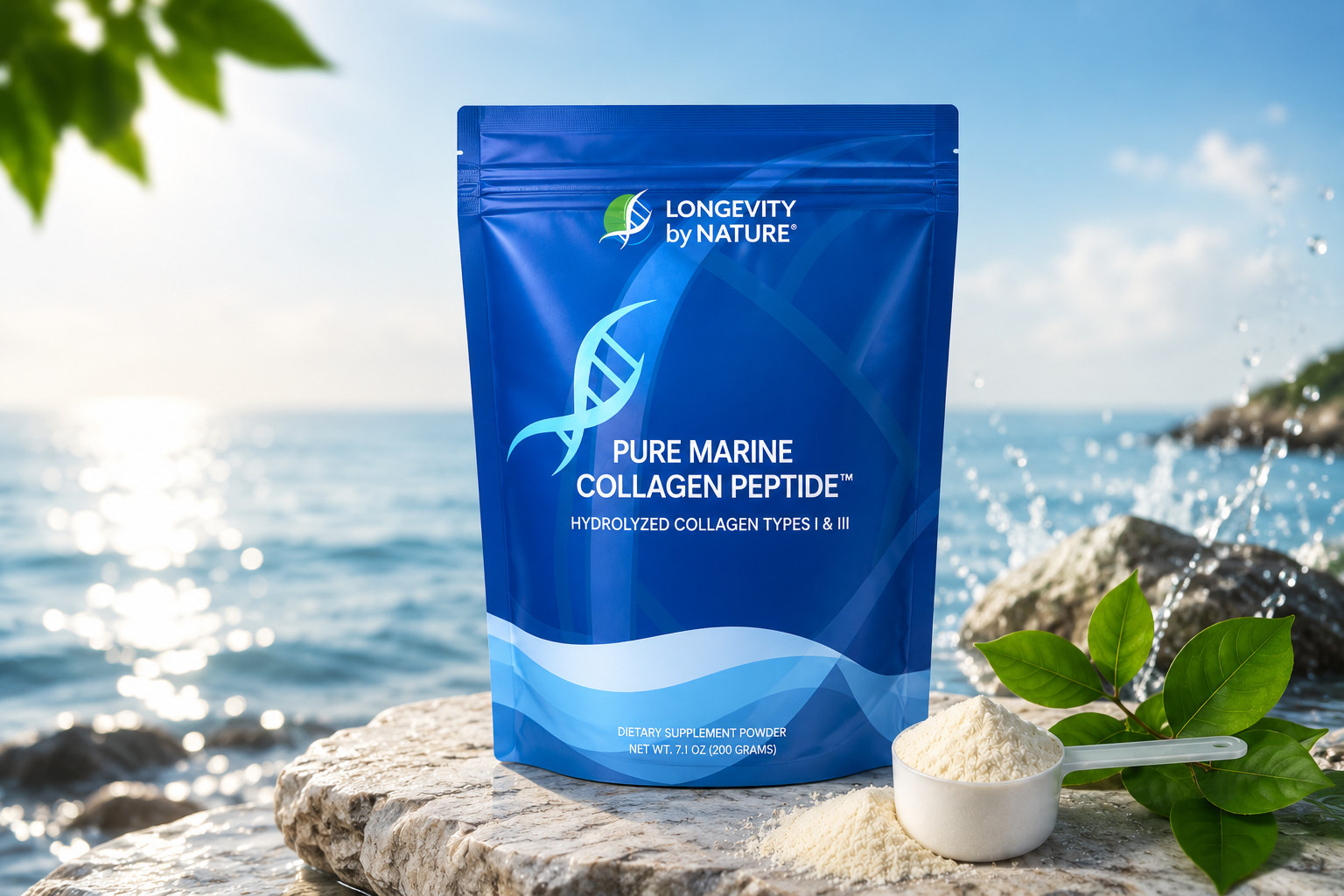 Marine Collagen Peptides Powder, Hydrolyzed Collagen Supplement, 7.1 Oz, 1 Each