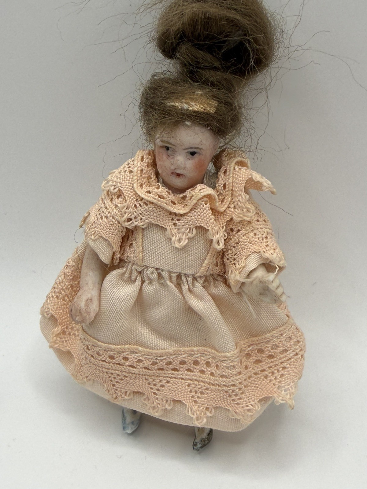 Antique 4” German Tiny All Bisque Jointed Doll