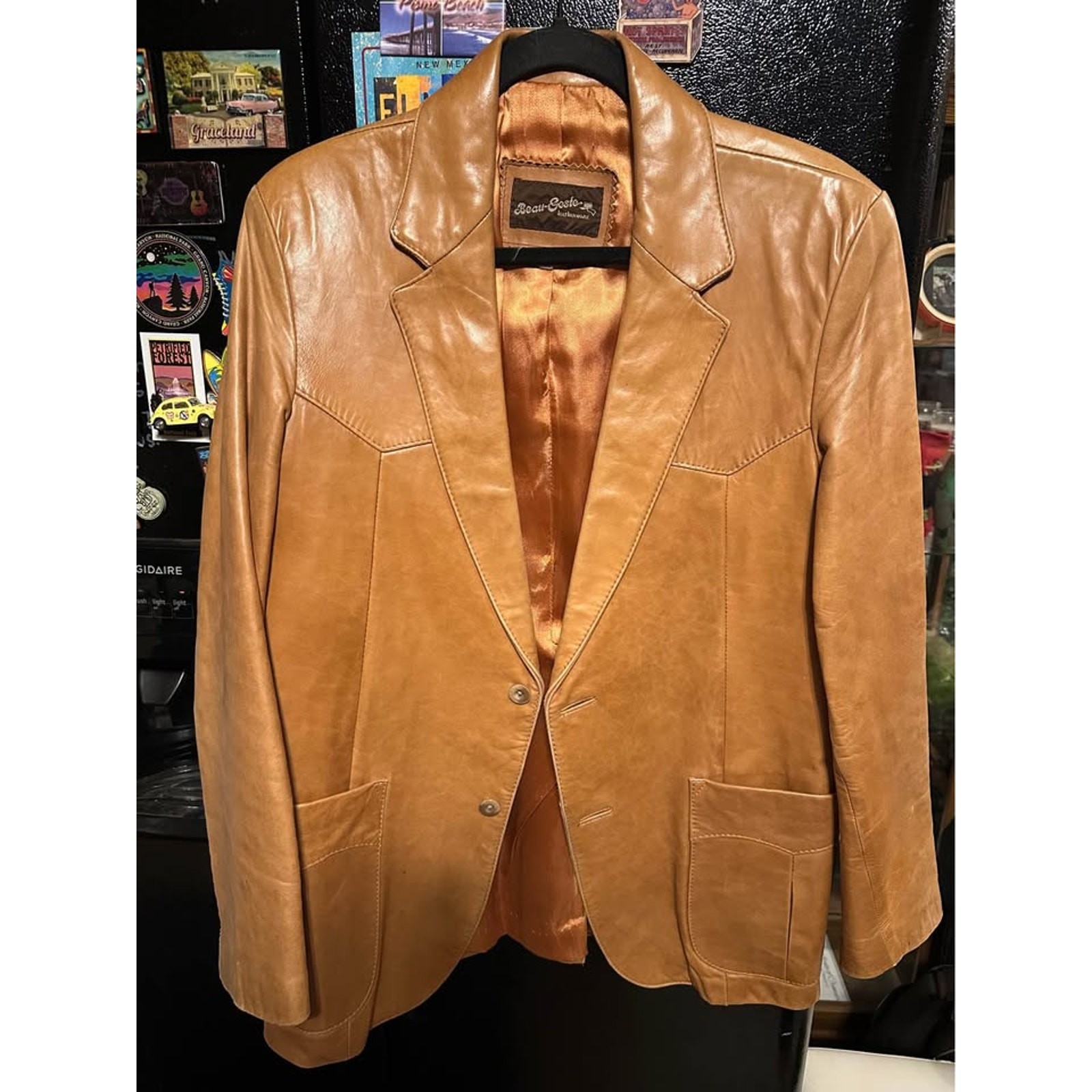 Vintage 70s Beau Geste Leather Western Blazer Jacket - Size 40 Vintage 70s Beau Geste Leather Western Blazer Jacket - Size 40