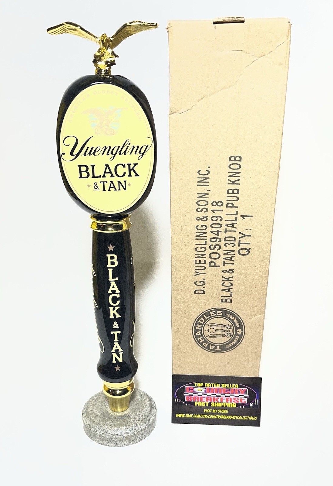 Yuengling Black & Tan Eagle Logo Beer Tap Handle 13” Tall - Brand New In Box Yuengling Black & Tan Eagle Logo Beer Tap Handle 13” Tall - Brand New In Box