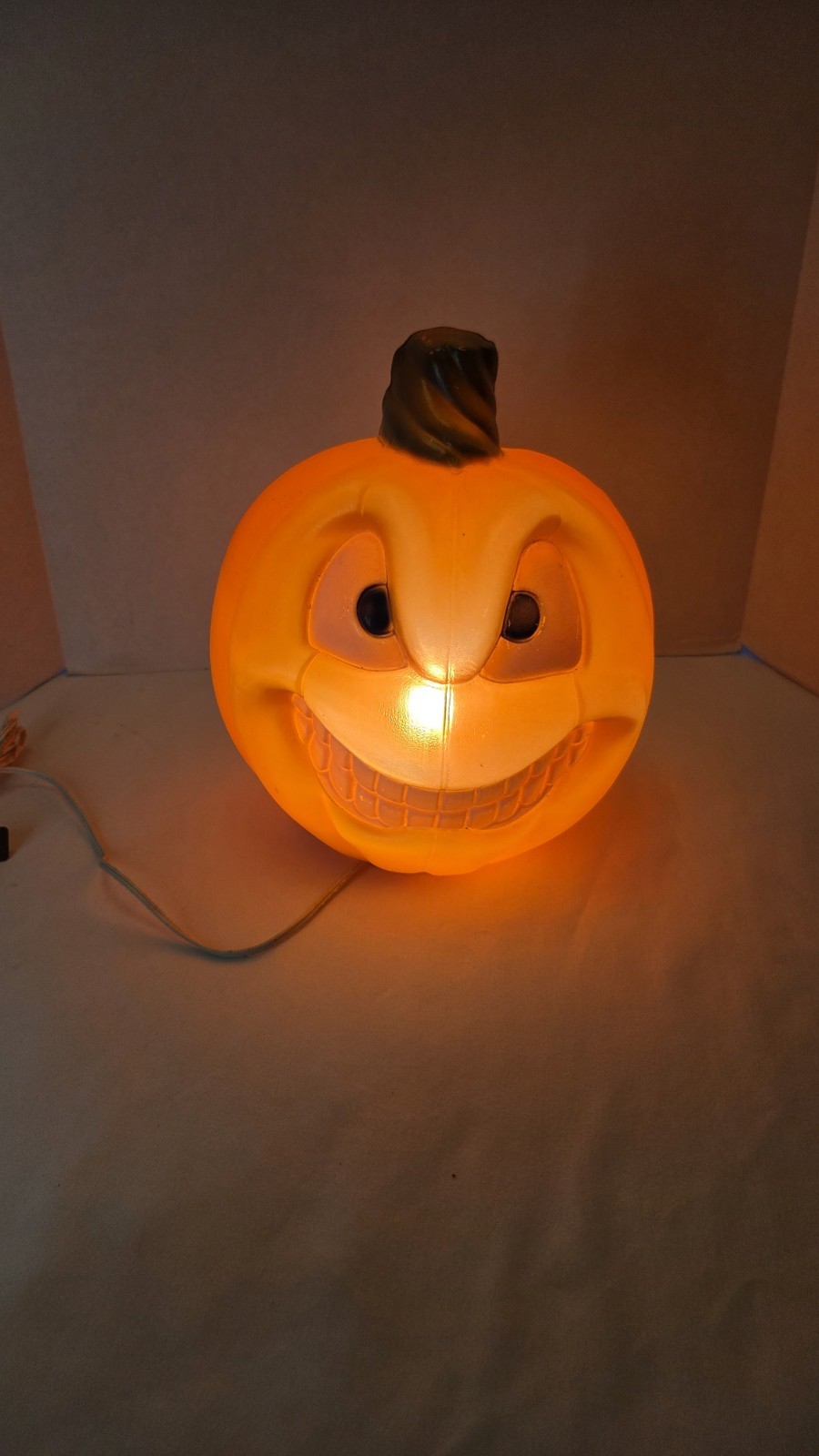 Vintage Two Faced Double Sided Blow Mold Light Up Jack O Lantern Pumpkin Vintage Two Faced Double Sided Blow Mold Light Up Jack O Lantern Pumpkin