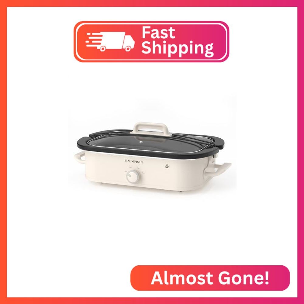 MAGNIFIQUE 4 Quart Slow Cooker with Ceramic Nonstick Baking Dish, Adjustable Tem