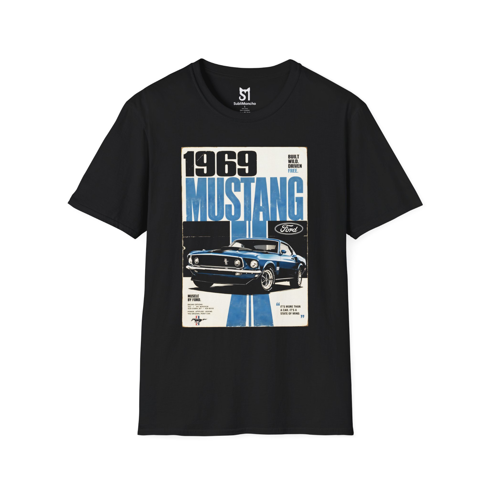 1969 Mustang Poster T-Shirt | Classic Muscle Car Tee 1969 Mustang Poster T-Shirt | Classic Muscle Car Tee