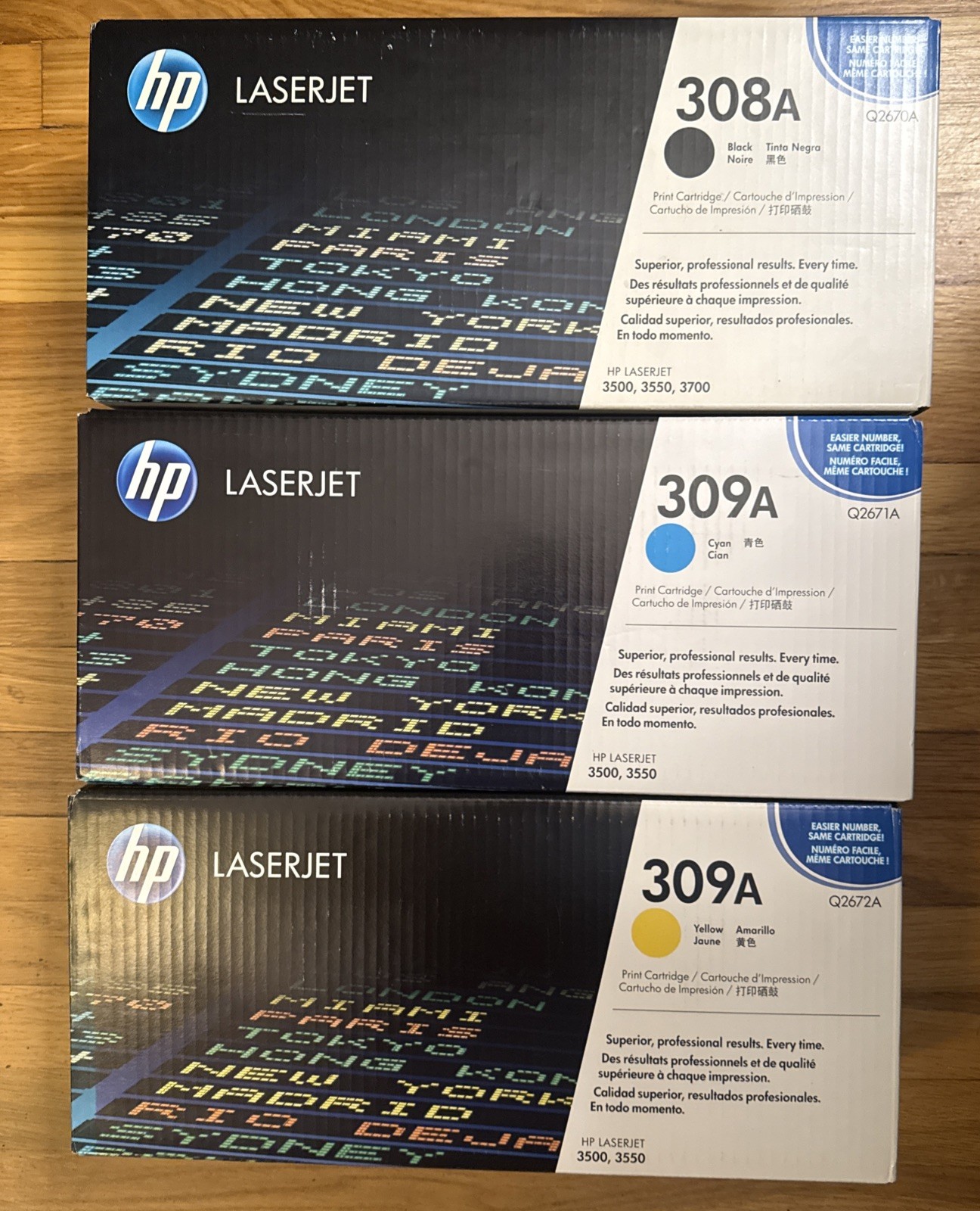 3PK  HP 308A LaserJet 3500 3550 3700 Printer Toner Q2670A Q2671A Q26732A Genuine