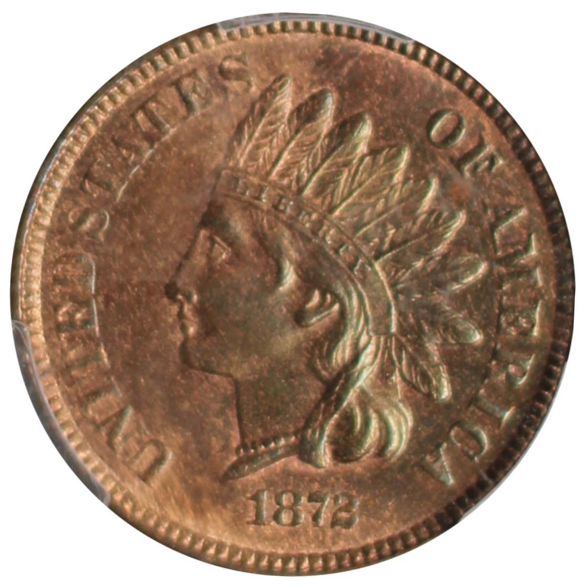 1872 1C Indian Cent - Type 3 Bronze PCGS MS64RB (CAC)
