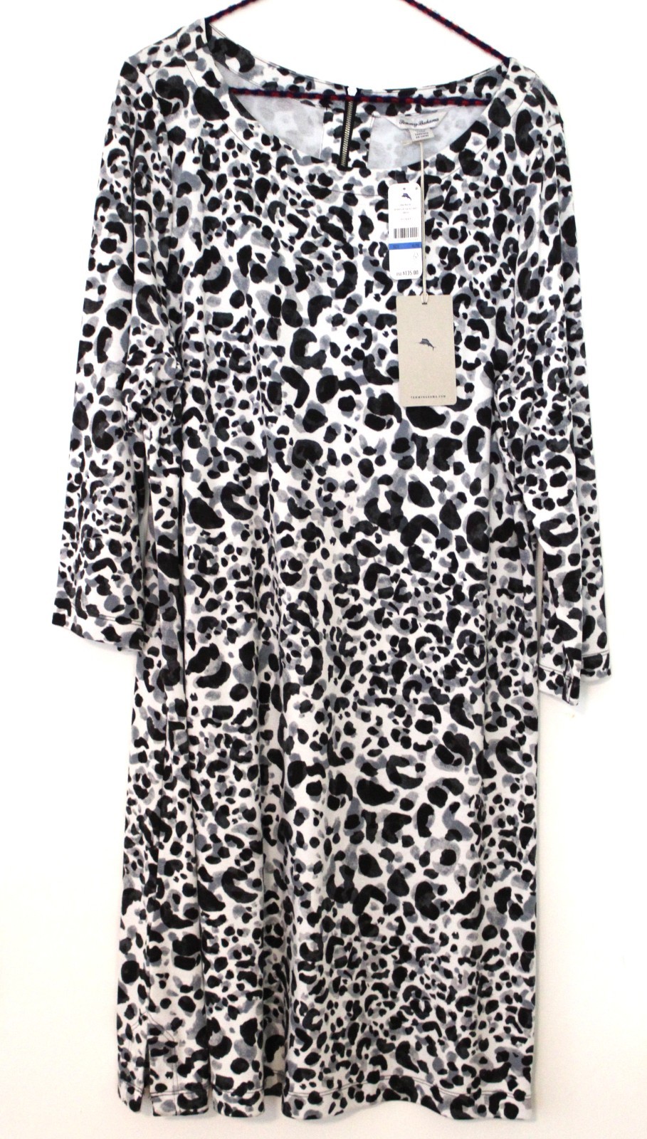NWT Tommy Bahama Women Sz XLarge Shift Dress Leopard Desert Cat Stretch BLACK