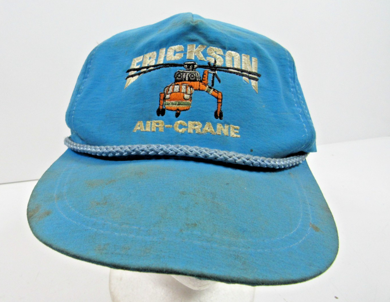 Vintage Erickson Air Crane Embroidered  Strap back  Rope Hat Cap 