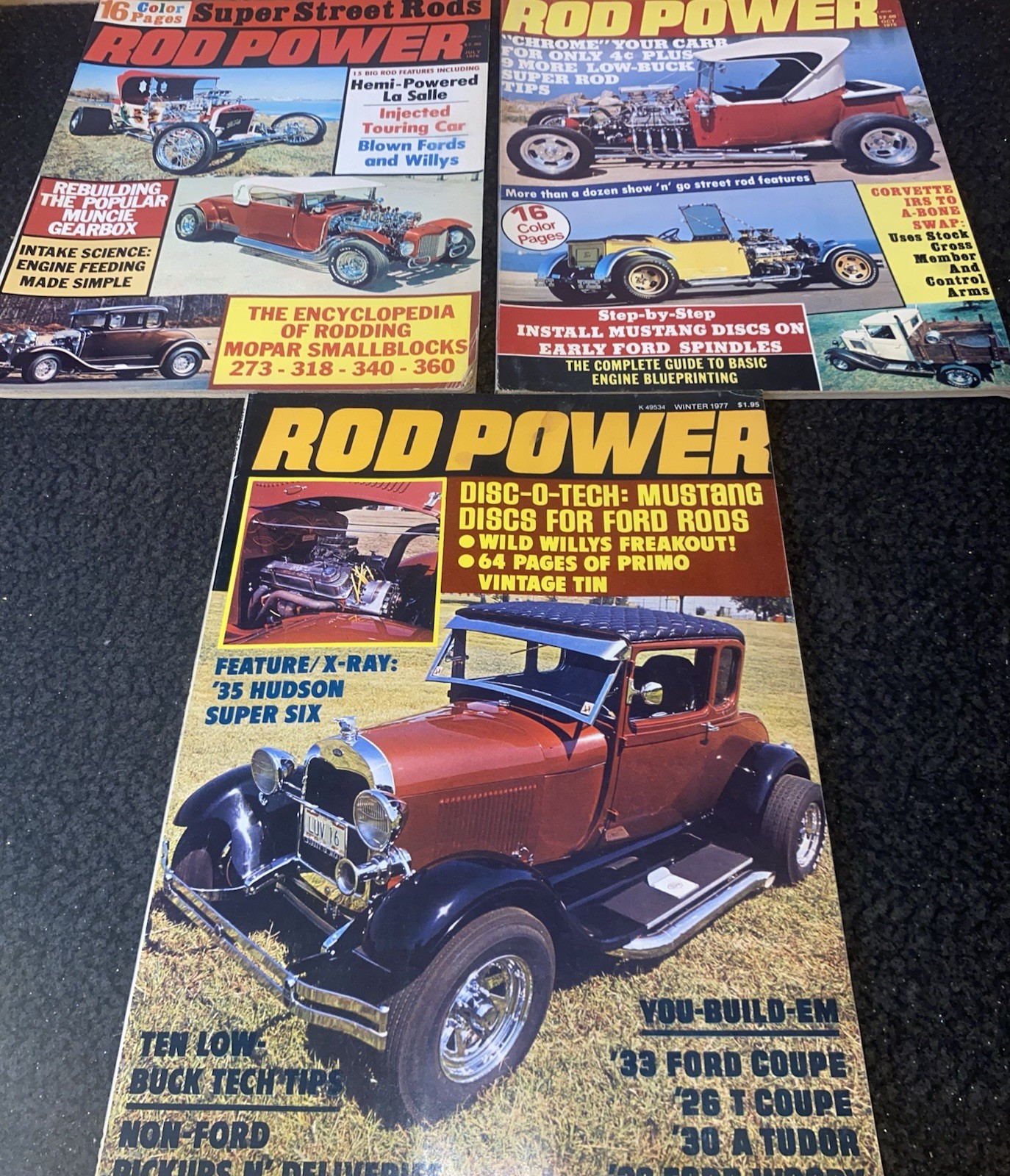 July 1976 + Oct 1976 + Winter 1977 Vintage LOT OF (3) Rod Power Magazines *