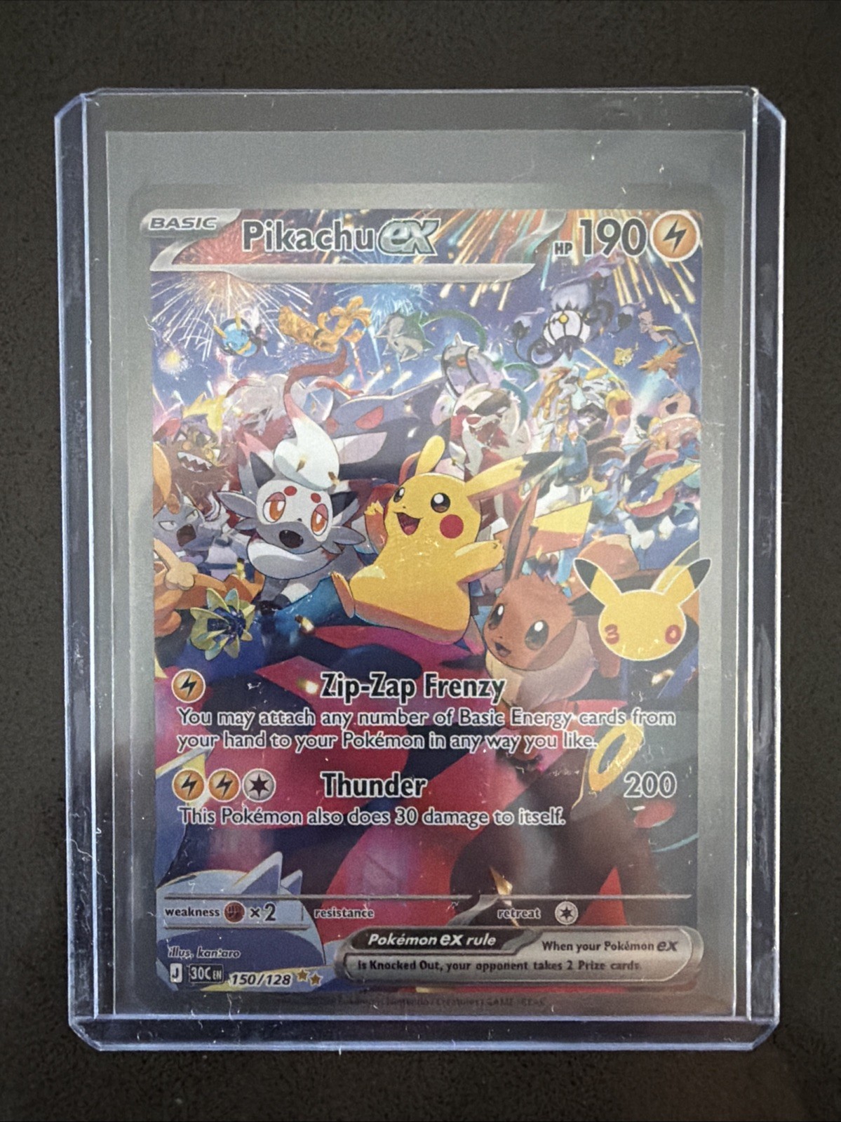 Pikachu Ex - 150/128 - ME: 30th Celebration (30C) NM Pokemon Card