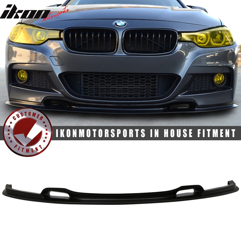 Fits 12-18 BMW F30 3 Series VR Style Front Bumper Lip Unpainted Black Spoiler PU