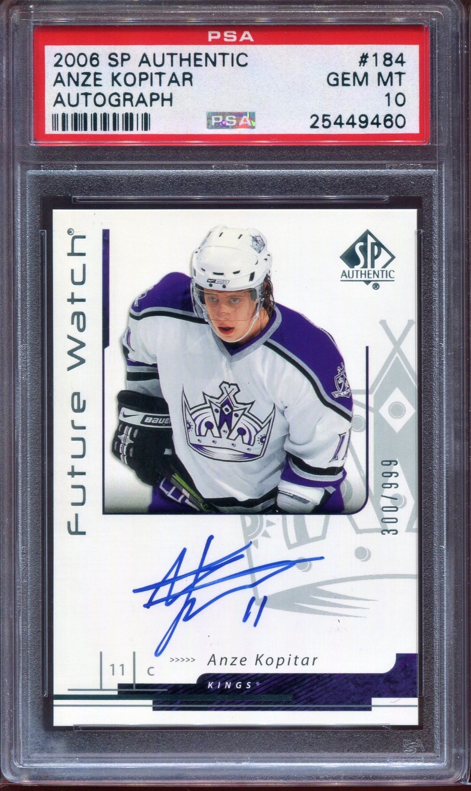 2006-07 SP AUTHENTIC FW AUTO ANZE KOPITAR RC 300/999 #184 PSA 10 GEM MINT