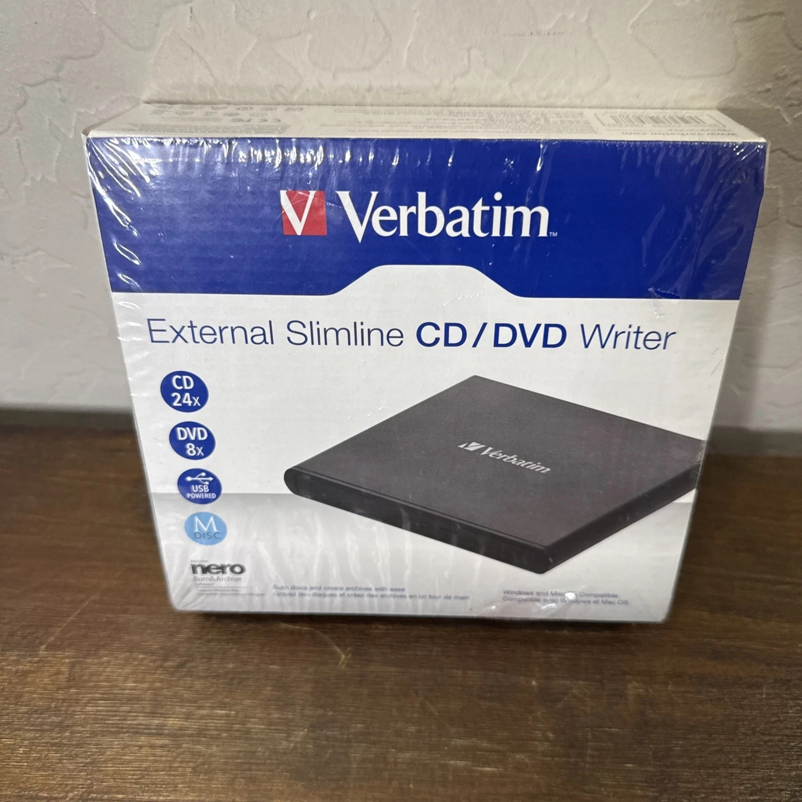 Verbatim External Slimline DVD/CD Writer, Burner, Reader, Player, NEW Sealed
