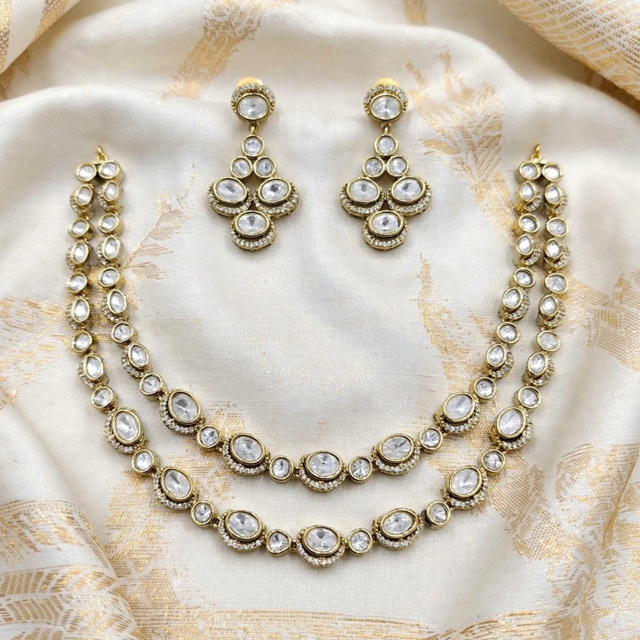 Indian Bollywood AD CZ Necklace Earing Set For Girls Women Party Wear Indian Bollywood AD CZ Necklace Earing Set For Girls Women Party Wear