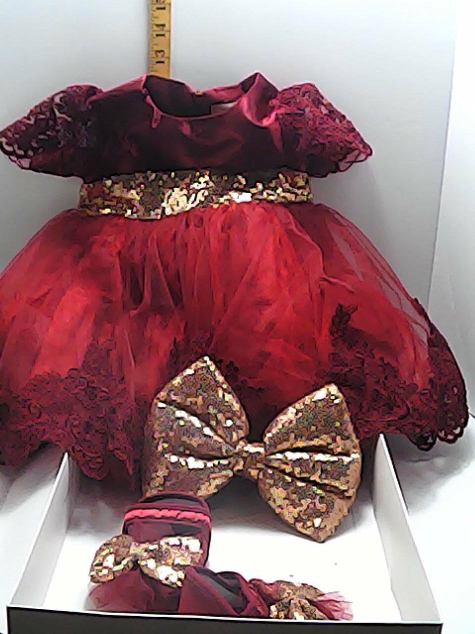 Lilax Style Baby Girl Dress Set 3-6 Months Red Lilax Style Baby Girl Dress Set 3-6 Months Red
