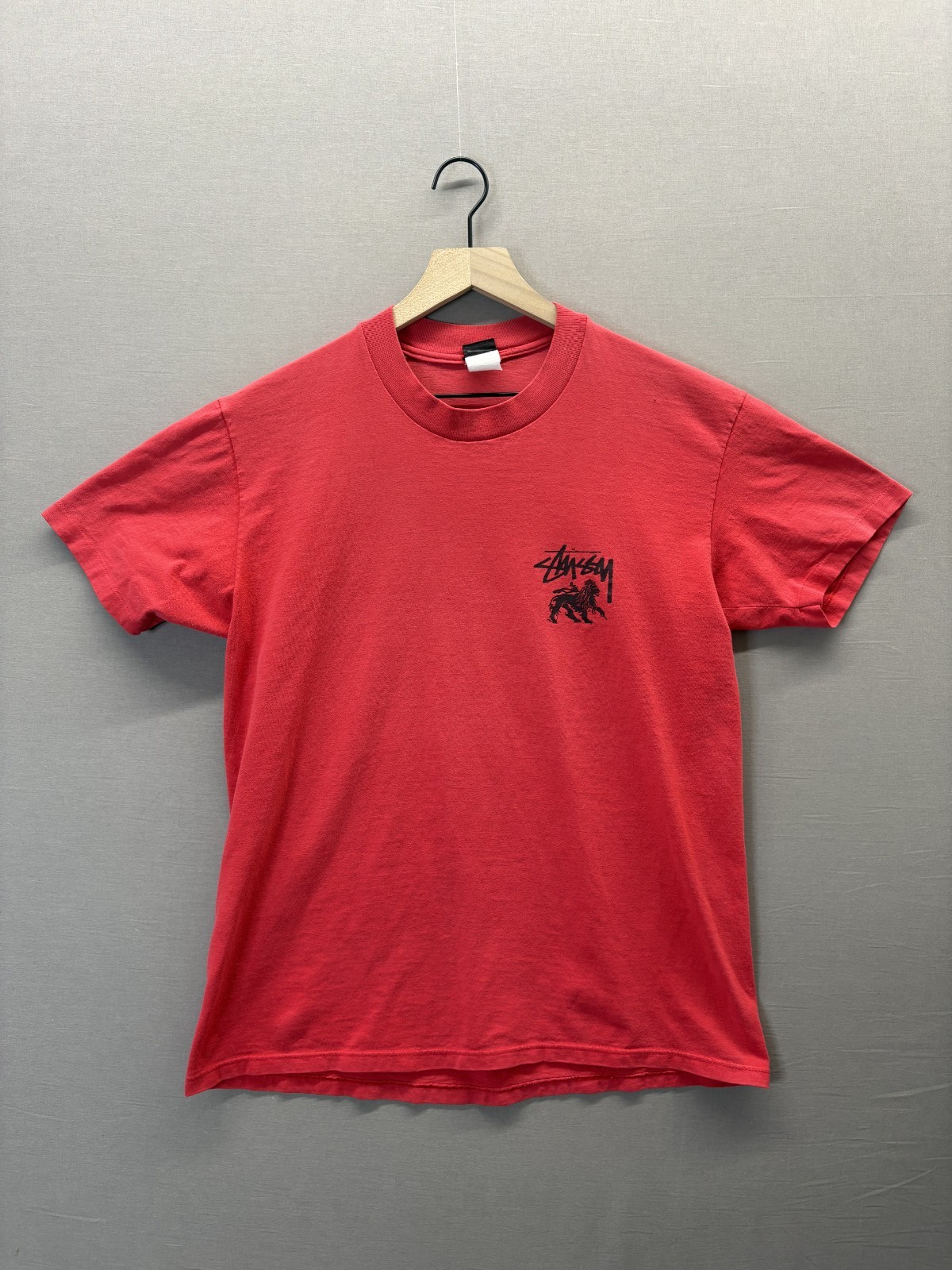 Vintage 80s Stussy Men Red Tshirt Flag Positive Vibration Lion Vibes No Size Tag Vintage 80s Stussy Men Red Tshirt Flag Positive Vibration Lion Vibes No Size Tag