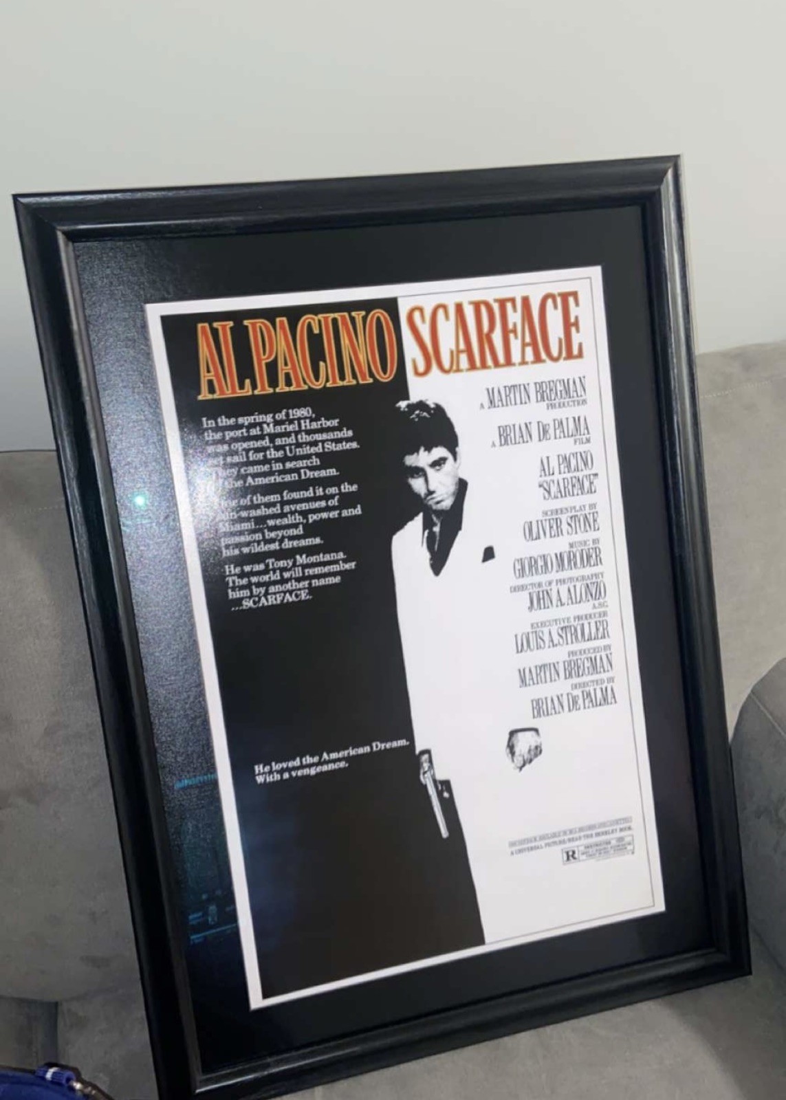 1983 SCARFACE Framed Movie Poster 30X22 with anti reflective glass.