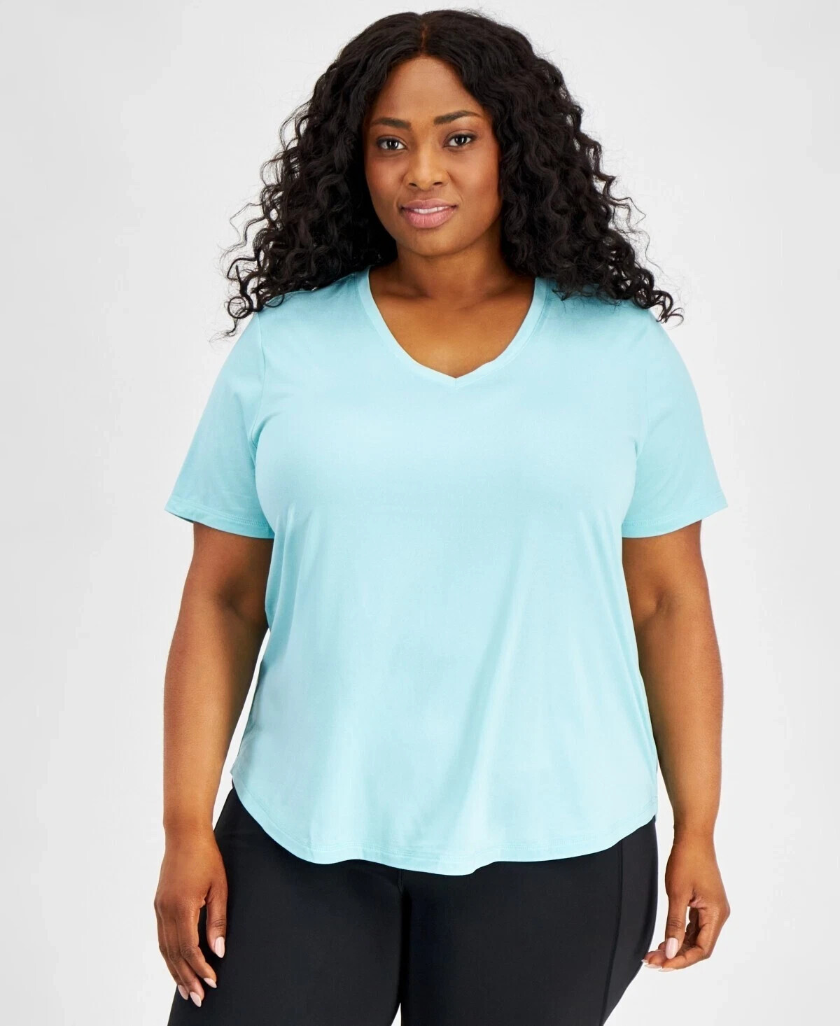 ID Ideology Women's Plus Size Curved-Hem V-Neck Top Shirt, Ocean Sigh Rapidry ID Ideology Women's Plus Size Curved-Hem V-Neck Top Shirt, Ocean Sigh Rapidry