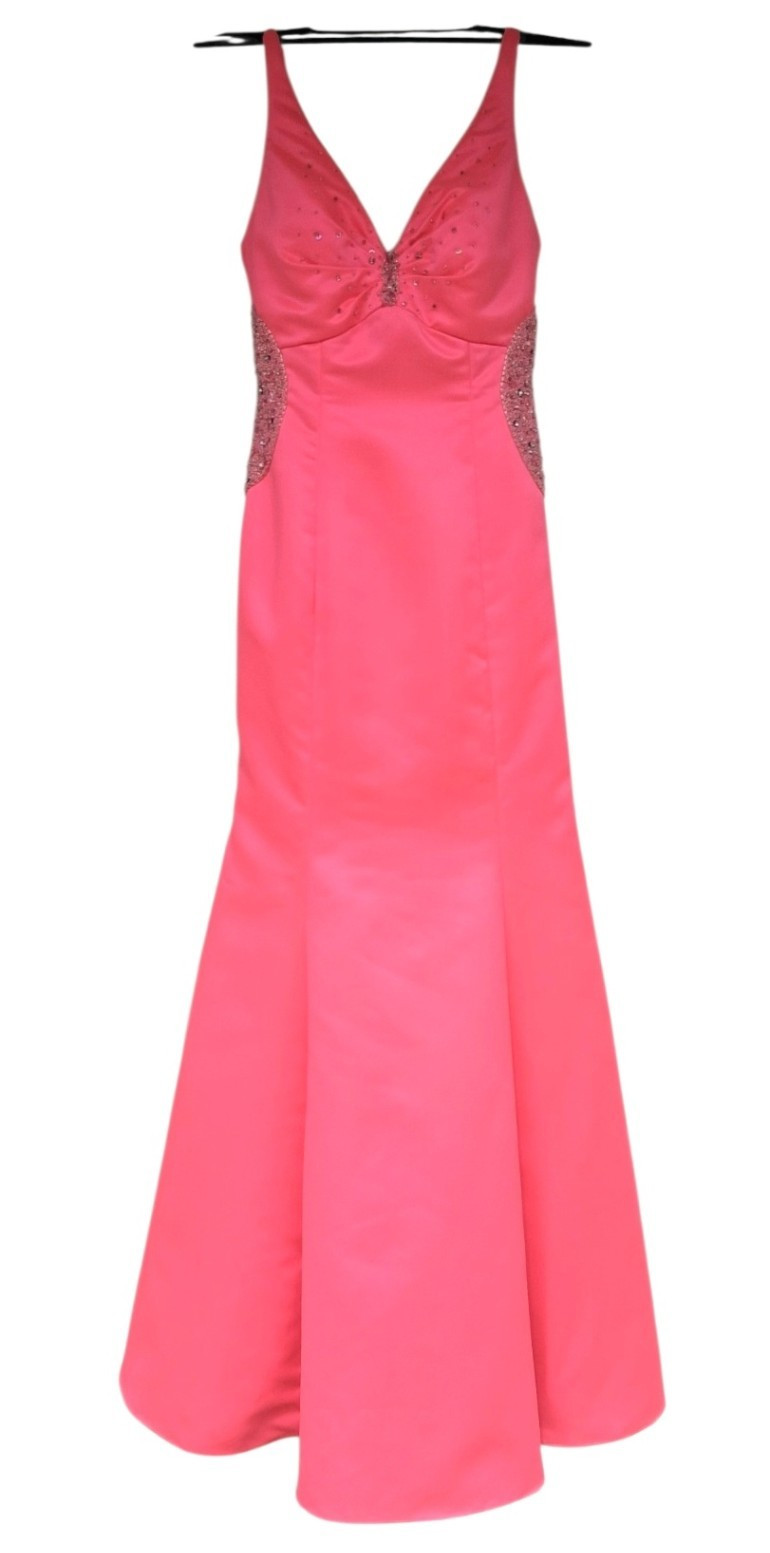 Xcite Y2K Hot Pink Beaded Mermaid Prom Dress Women\'s Size 6 Formal Gown