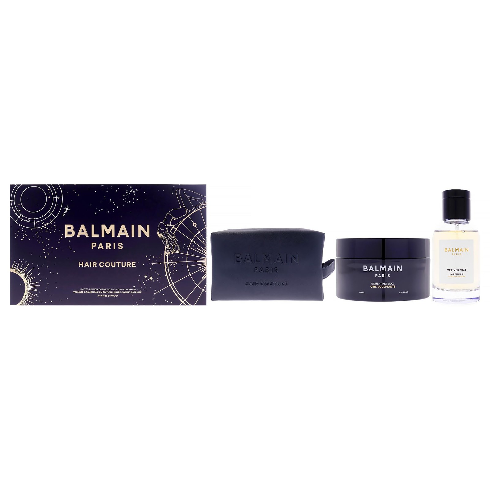 Balmain Hair Couture Blue Ltd. Ed. Men\'s Vetiver Grooming 3PC Gift Set