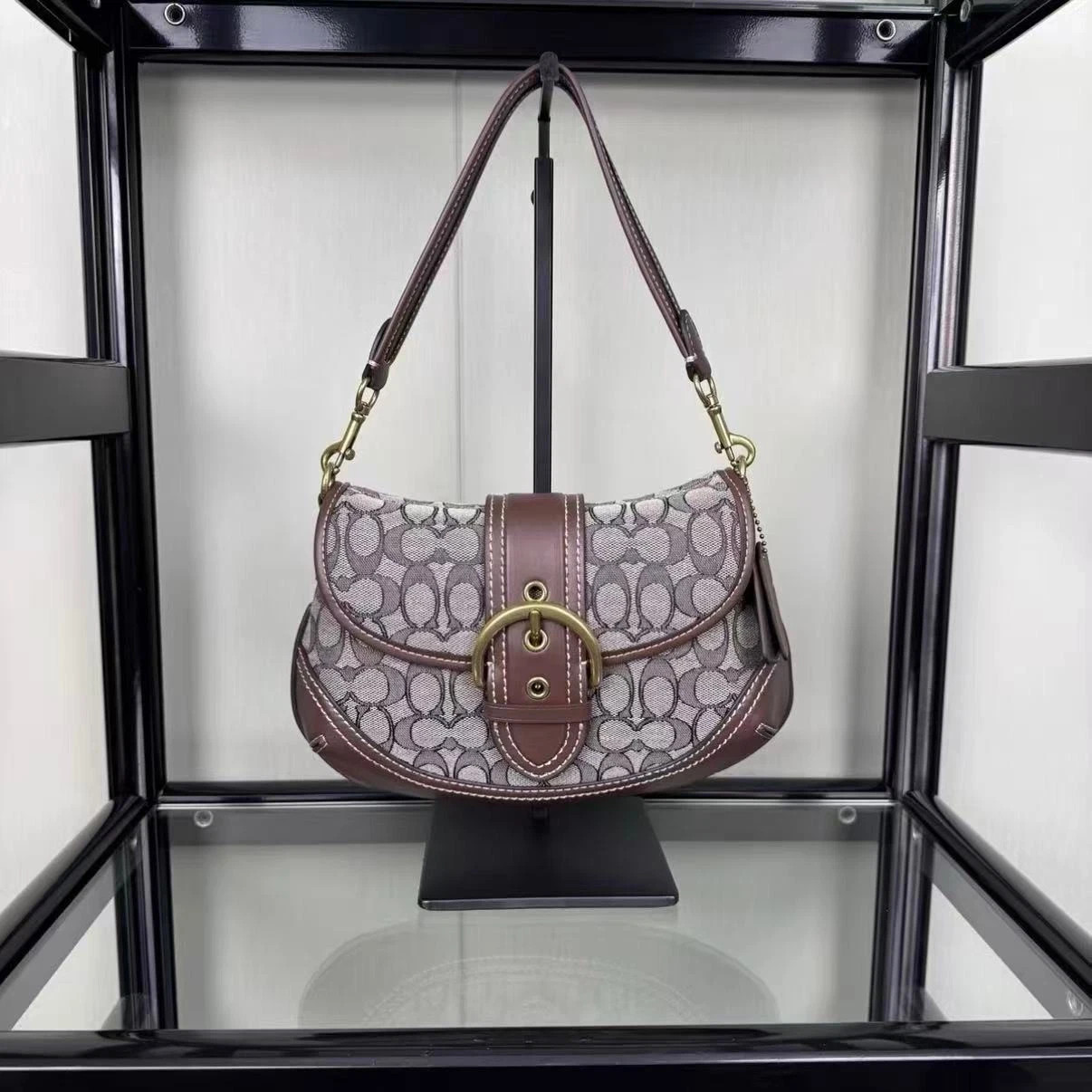 Coach CJ814 Soho Bag Signature Jacquard Maple Brown Shoulder Handbag Outlet NEW Coach CJ814 Soho Bag Signature Jacquard Maple Brown Shoulder Handbag Outlet NEW