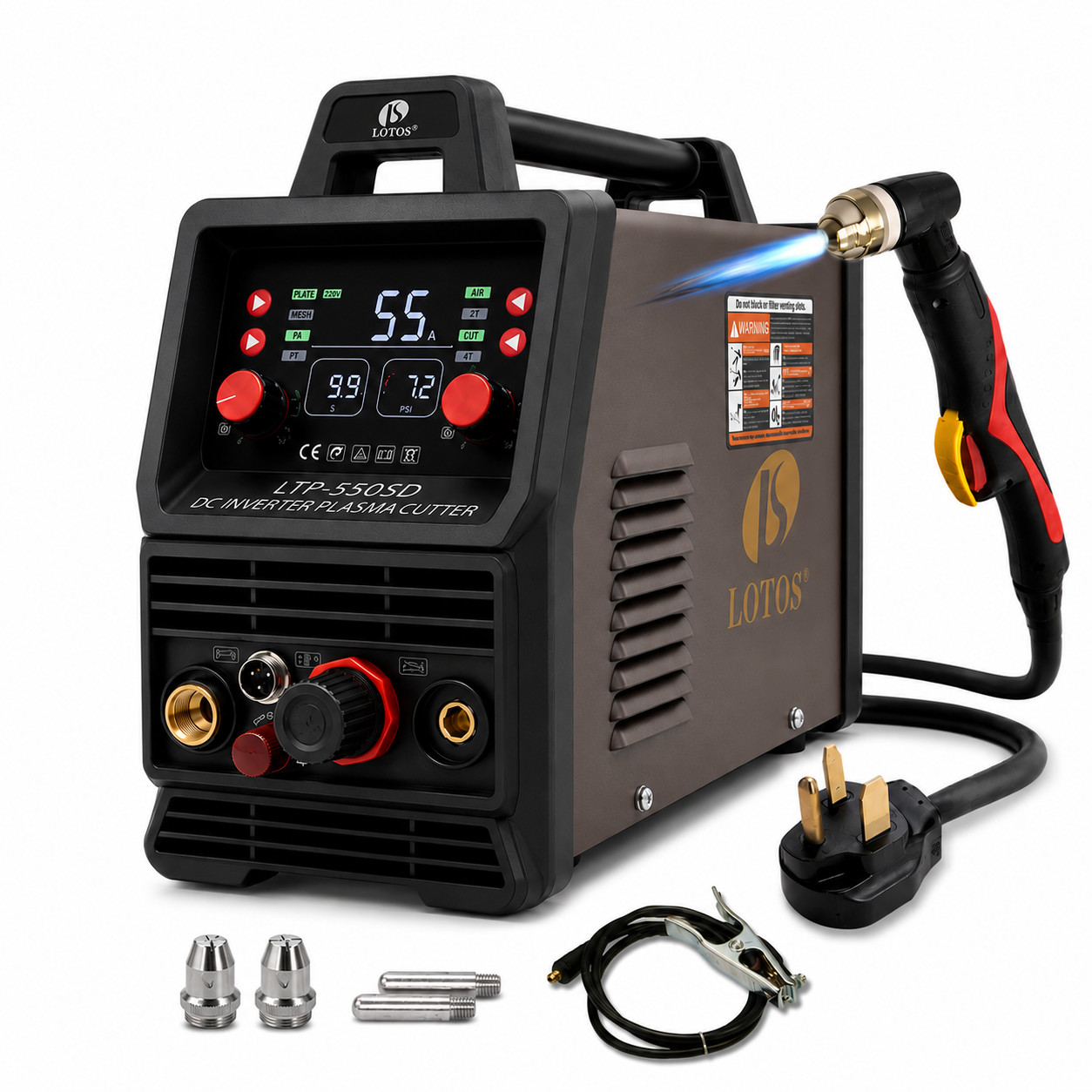 Lotos 55 Amp Plasma Cutter LTP5505D Pilot Arc 110V/220V Rust Removal Mode 5/8