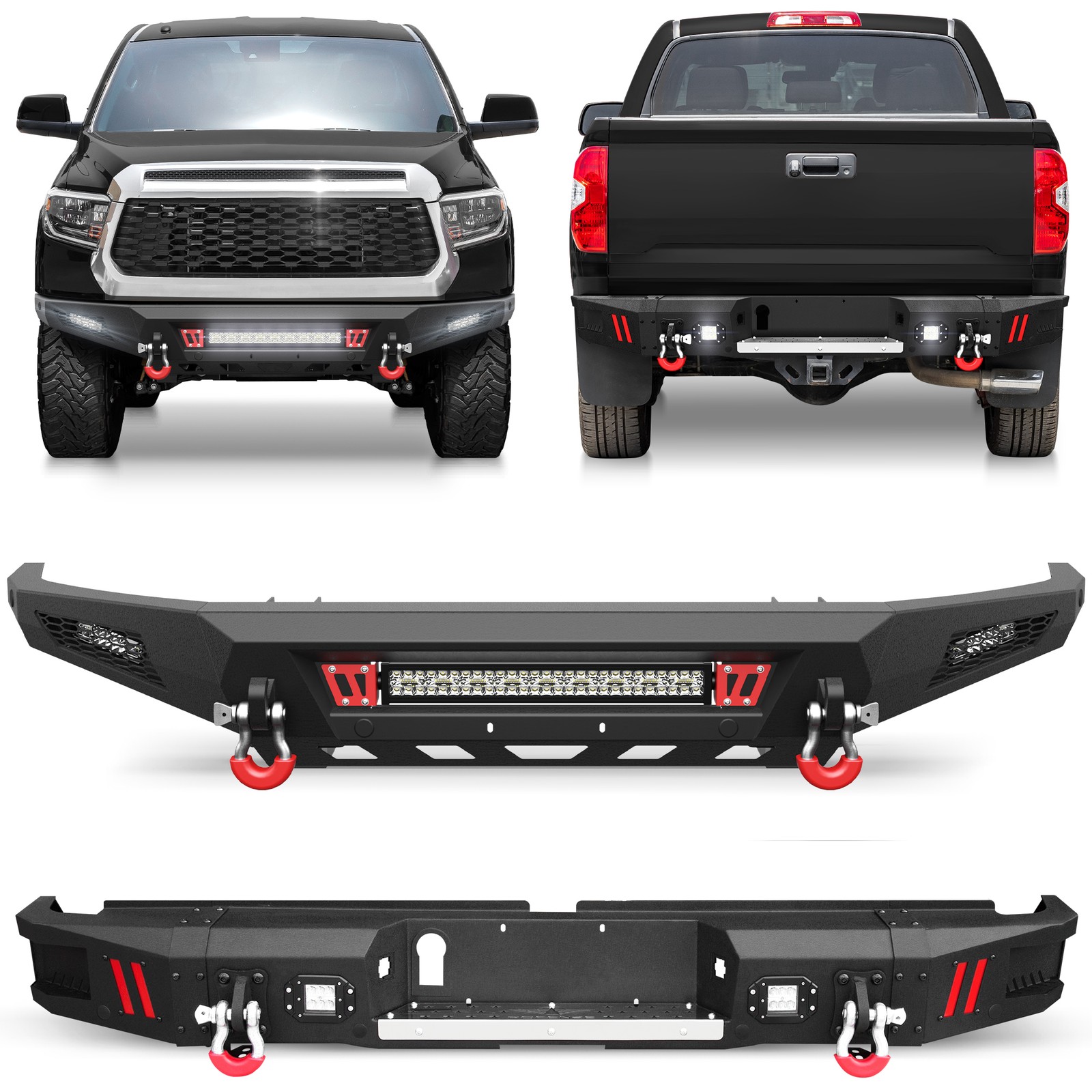New Front +Rear Bumper For 2014-2021 Toyota Tundra with Sensor Holes &LED Lights