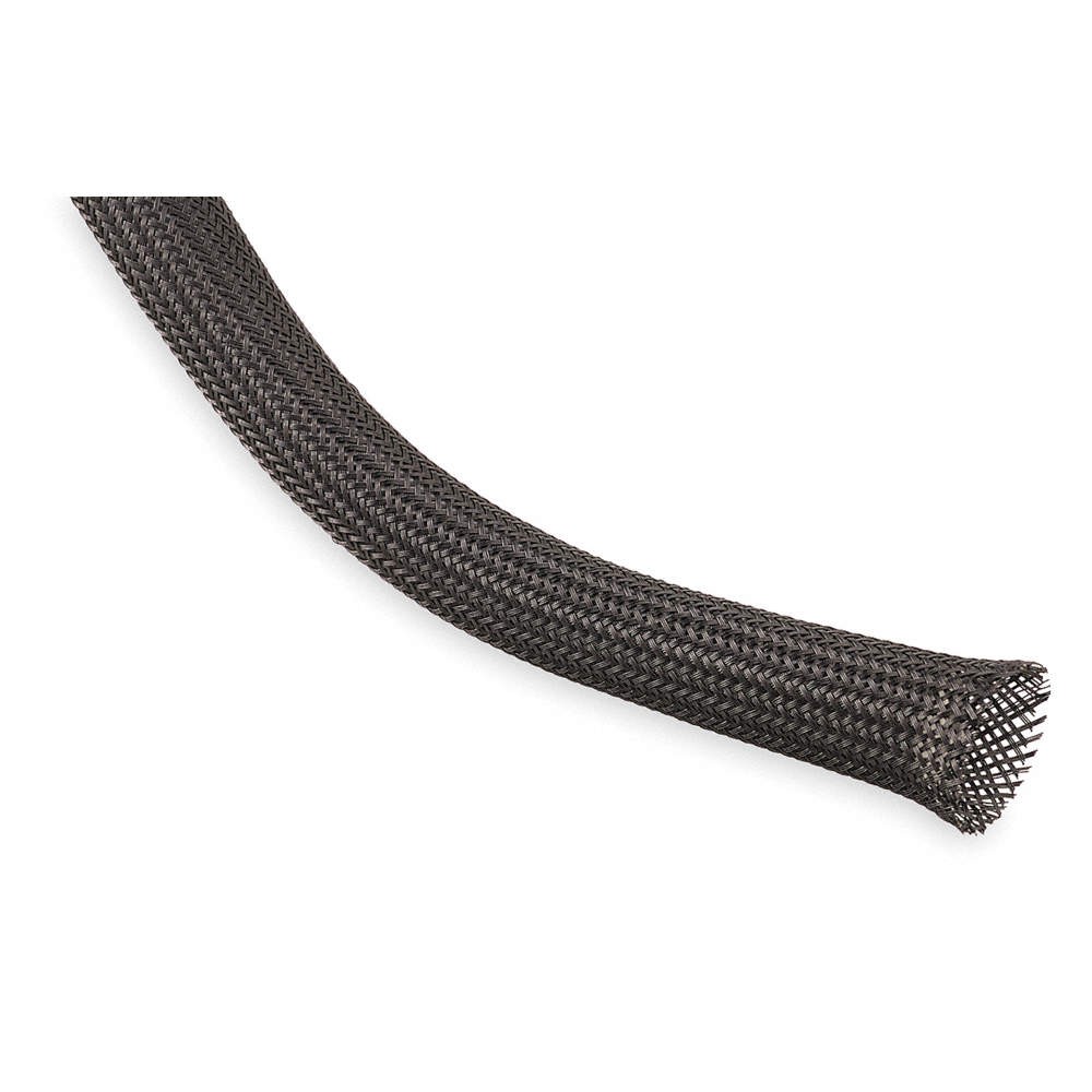TECHFLEX CCP0.38BK Braided Sleeving,0.375 In.,50 ft.,Black 1UXZ6