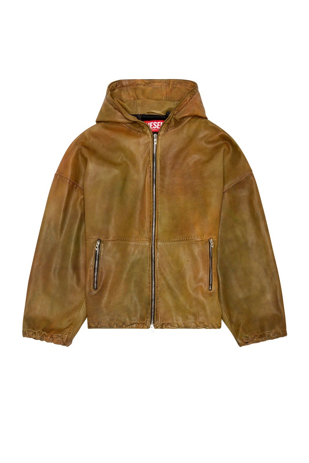 Diesel Men\'s Lambskin Leather Hooded Jacket Size 54 US XL Oversized