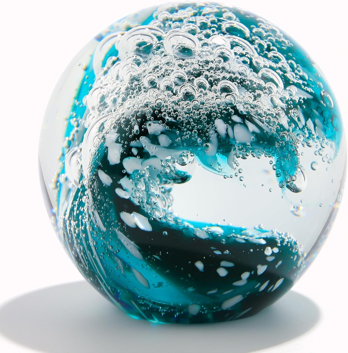 Ocean Lovers Crystal Ball Hand Blown Glass Sphere Paperweight Gift Decor