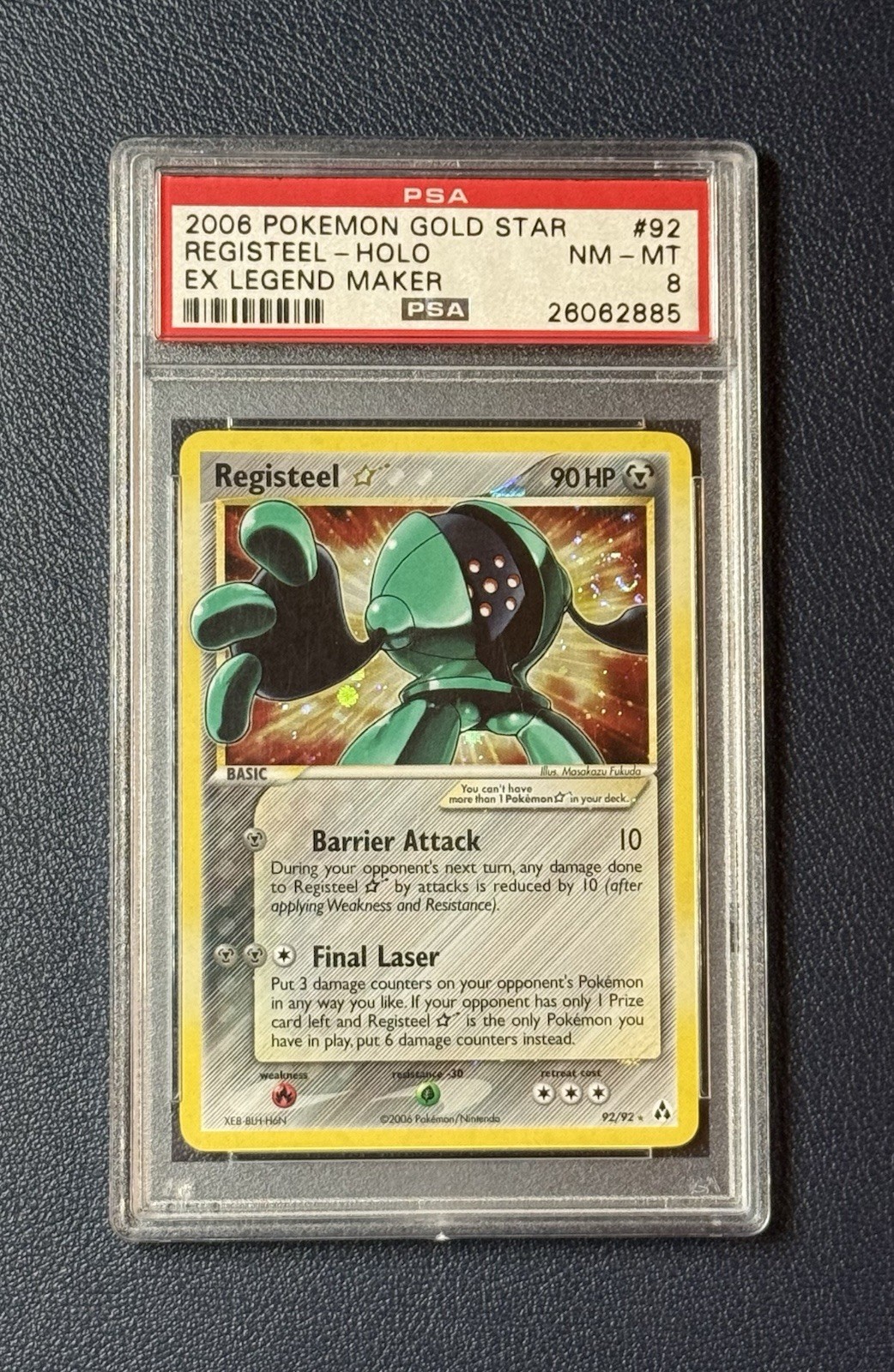 2006 Pokemon EX Legend Maker Registeel Star Gold Star 92/92 with 💪 Swirl PSA 8 2006 Pokemon EX Legend Maker Registeel Star Gold Star 92/92 with 💪 Swirl PSA 8