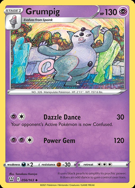 Grumpig - 056/163 - Uncommon (Near Mint) Battle Styles - Psychic Pokémon