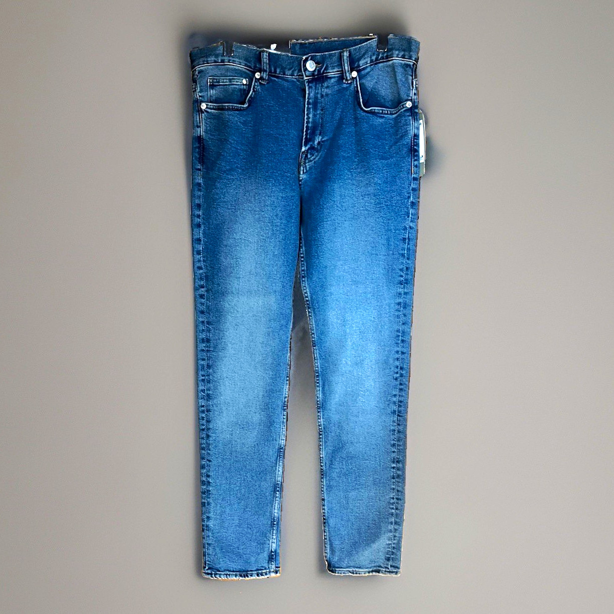 H&M Mens Blue Medium Wash Stretch Denim Slim Fit Jeans 5 Pocket Solid 32x32
