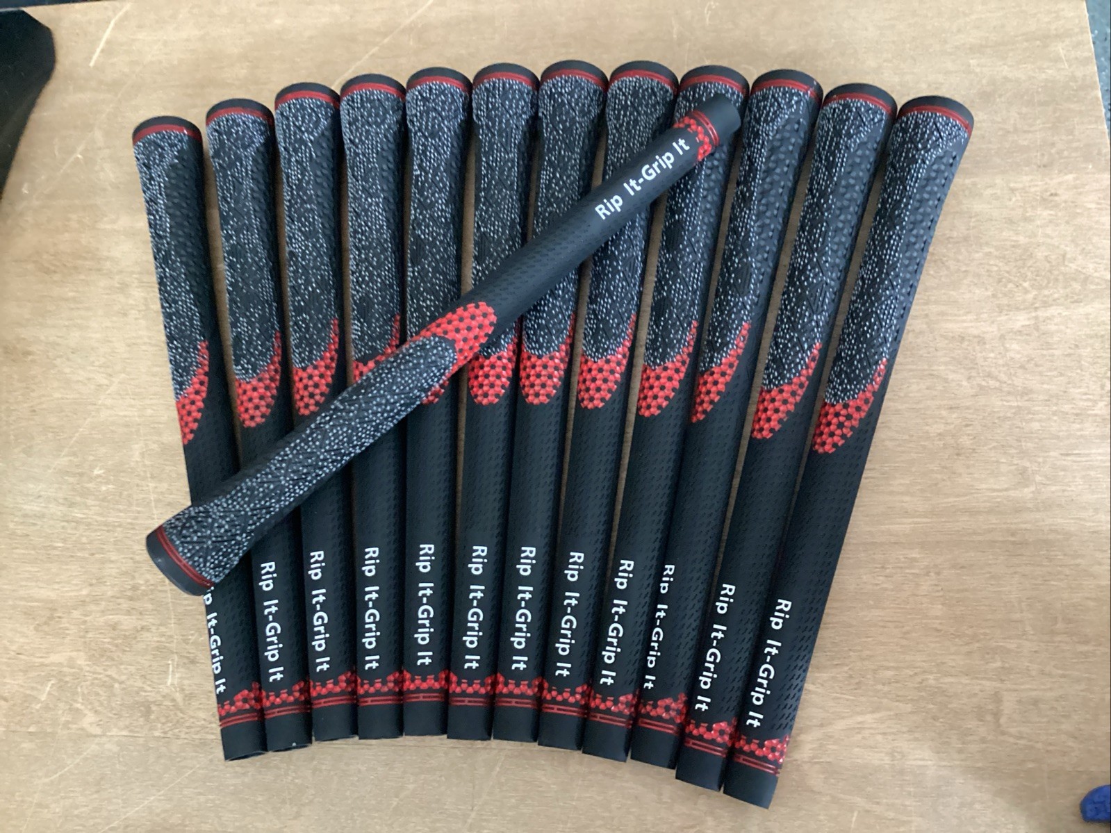 (13) Rip It Grip It “The Pad” Style  Half Cord Golf Grips Standard  Black/Red