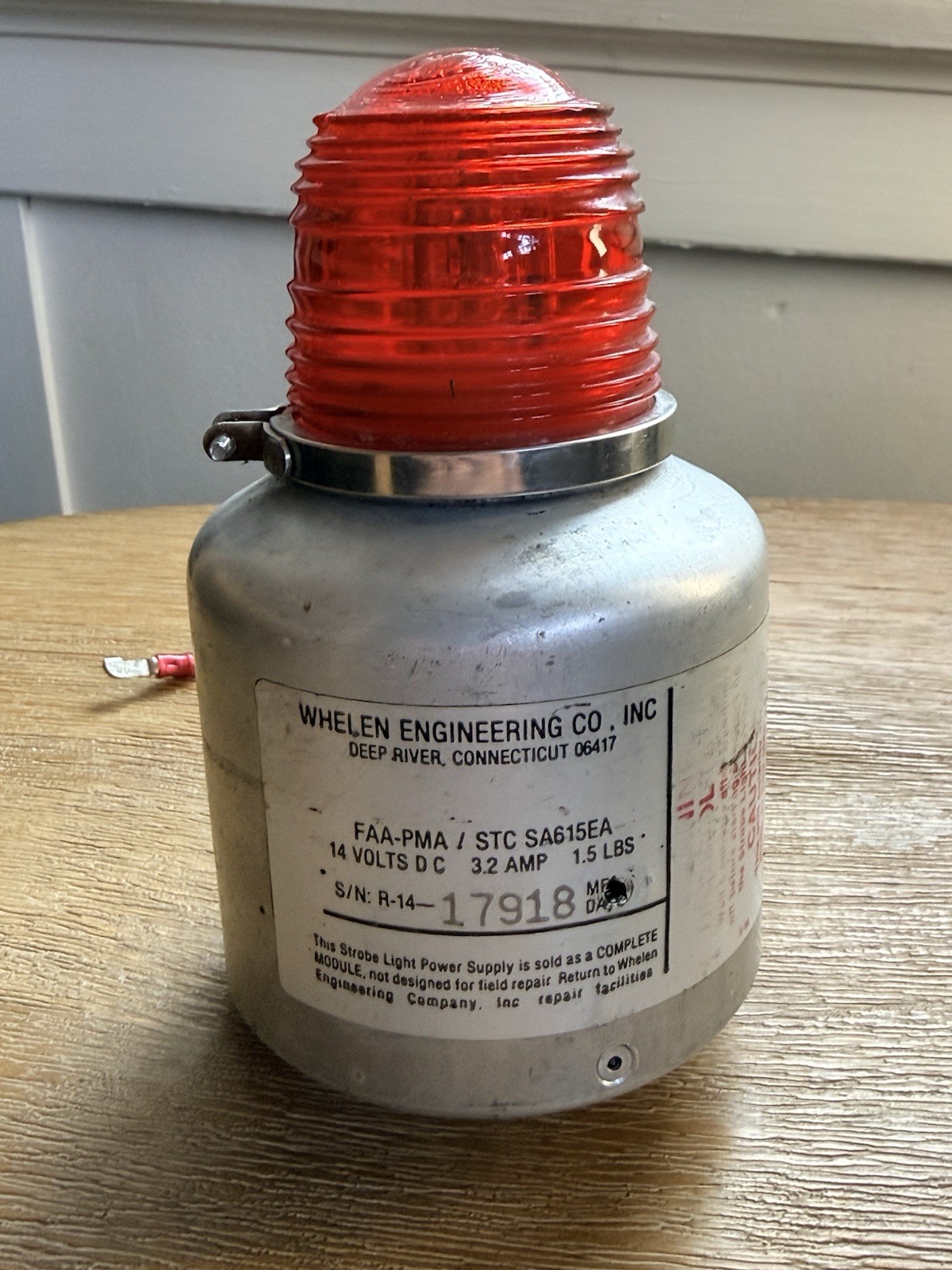 Vintage Whelen Anti-collision Beacon Light 14 Volt