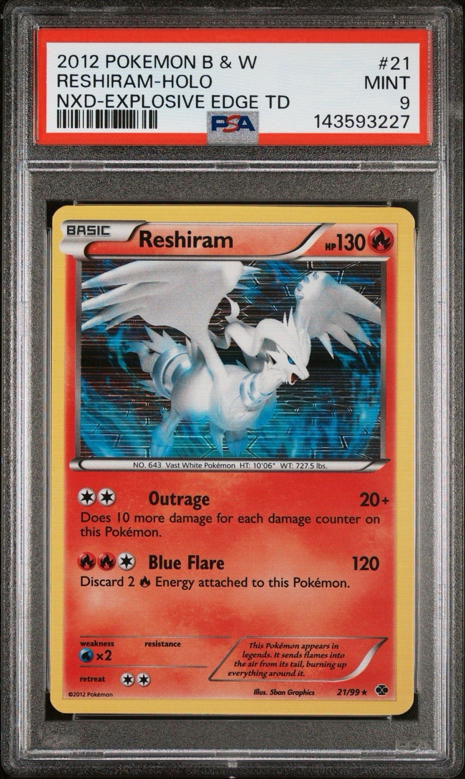 PSA 9 - 2012 Next Destinies Reshiram 21/99 Holo Deck Exclusive - NEW CERT POP 9