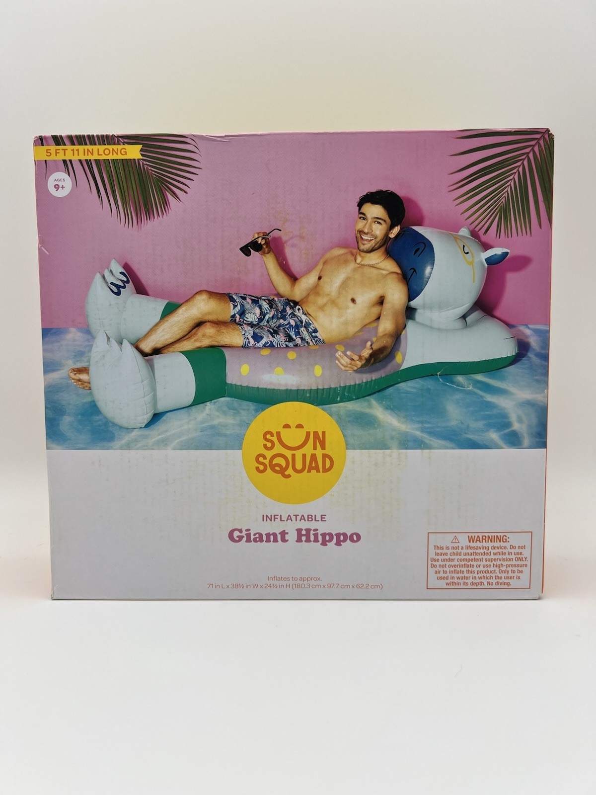Brand New Sun Squad Giant Hippo Pool Swim Inflatable Float Brand New Sun Squad Giant Hippo Pool Swim Inflatable Float
