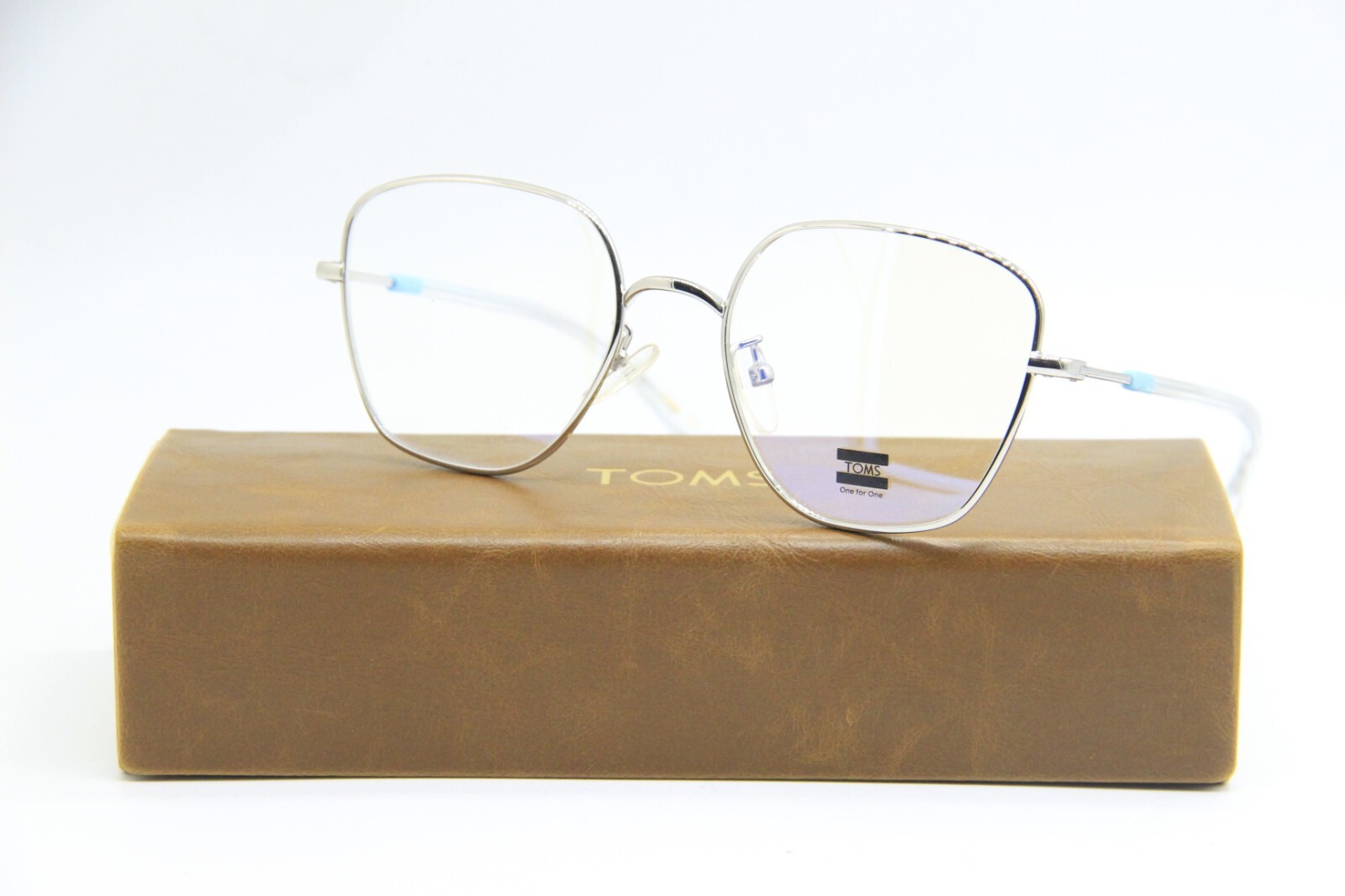NEW TOMS VIV 10014555 SILVER BLUE CLEAR AUTHENTIC EYEGLASSES W/CASE 50-18