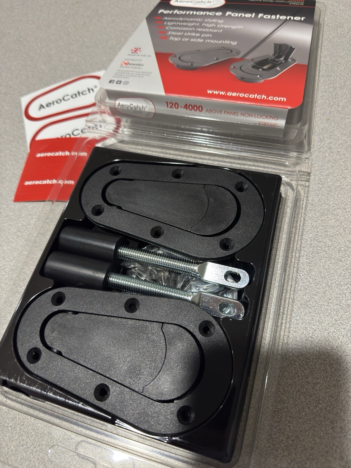 AeroCatch 120-4000 Xtreme Flush Plus Black Hood Steel Pin Latch Set Pair AeroCatch 120-4000 Xtreme Flush Plus Black Hood Steel Pin Latch Set Pair