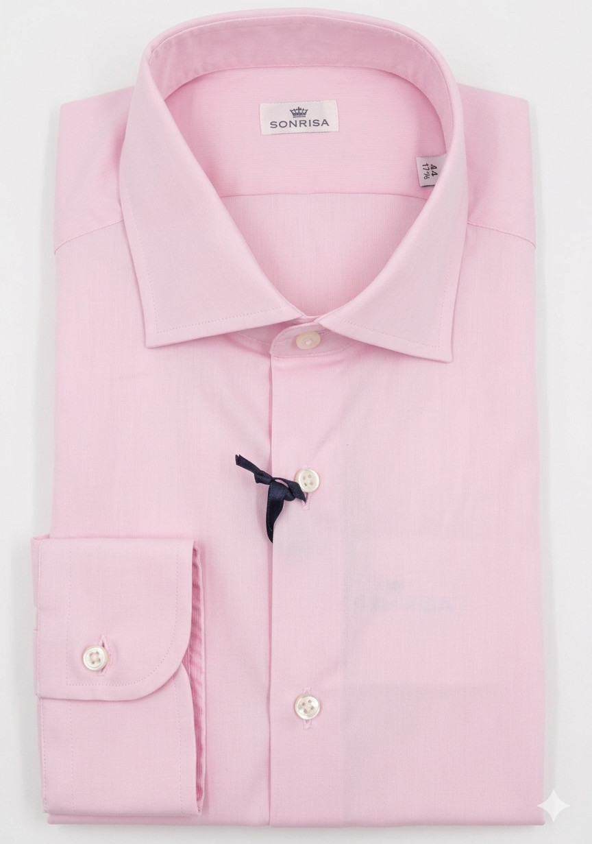 SONRISA Italy Striped Pink Dress Shirt Cotton Slim Fit Spread Collar 17 1/2 44 SONRISA Italy Striped Pink Dress Shirt Cotton Slim Fit Spread Collar 17 1/2 44