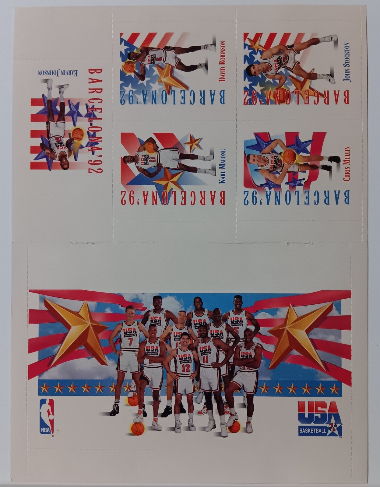 Skybox USA BASKETBALL Barcelona Mark And See sheet, Michael Jordan on team card Skybox USA BASKETBALL Barcelona Mark And See sheet, Michael Jordan on team card