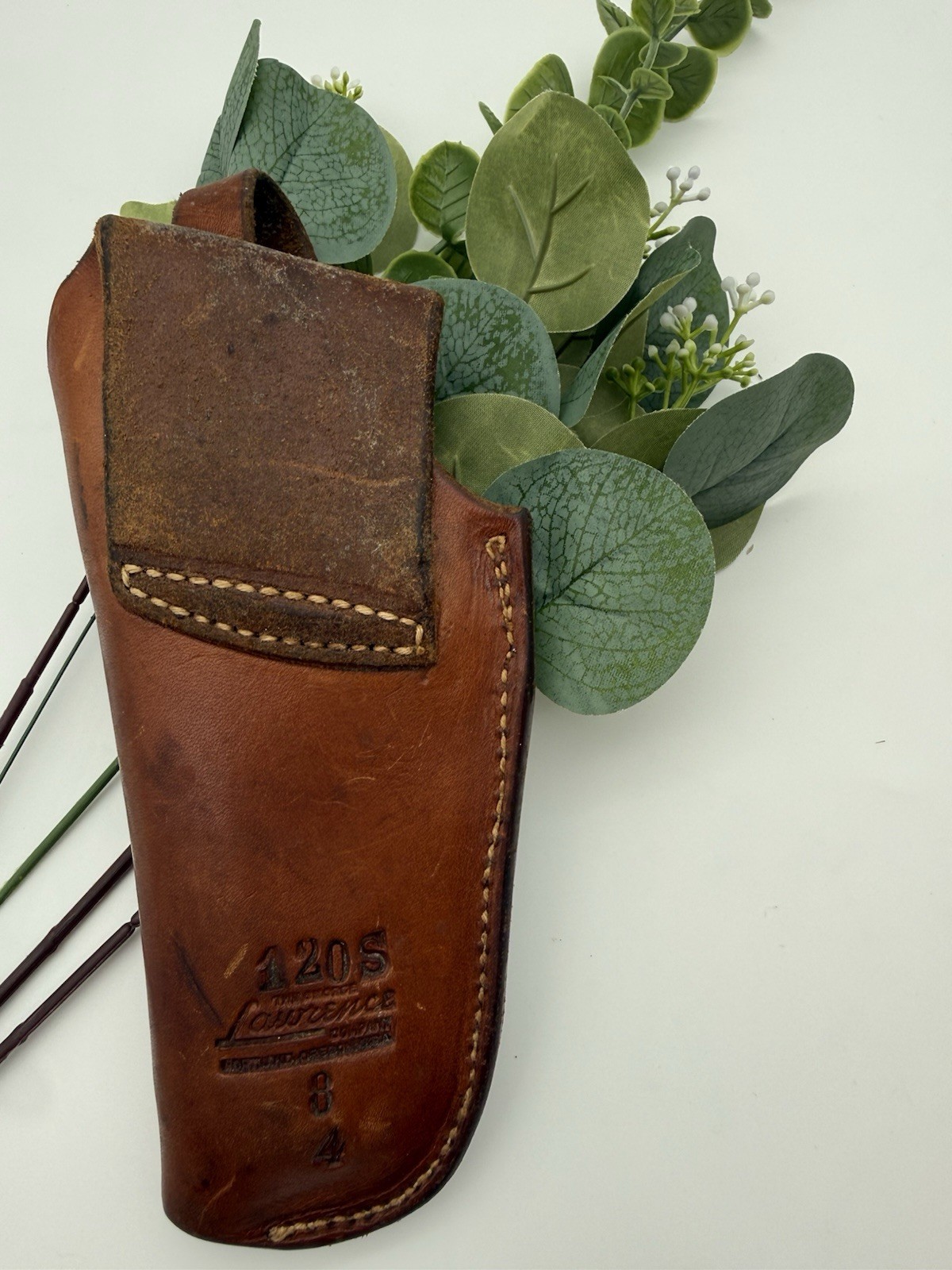 Vintage Lawrence 120 Style 84 Brown Leather Holster Western Gun Belt Holster